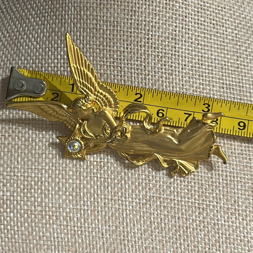 JJ Jonette Gold Fire Star Angel Goddess Figural Brooch Vintage Signed Lapel Pin - Picture 2 of 8